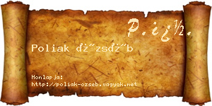 Poliak Özséb névjegykártya